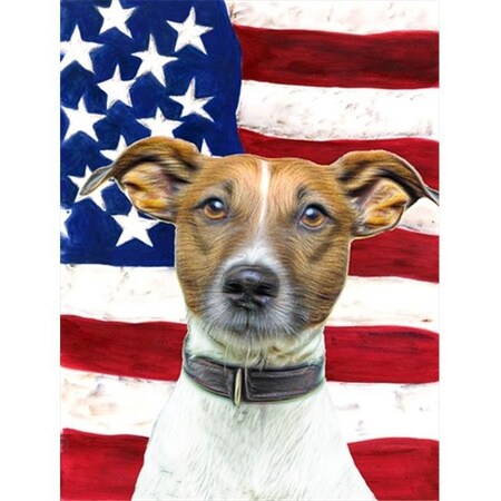 Carolines Treasures Carolines Treasures KJ1155CHF USA American Flag with Jack Russell Terrier Flag Canvas House Size KJ1155CHF